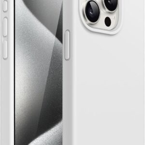 JETech Cover Silicone per iPhone 15 Pro 6,1 Pollici, Protettiva per Tutto il Corpo Morbida al Tatto, Custodia Antiurto (Bianco)