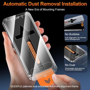QUESPLE 2 Pezzi Privacy Pellicola Protettiva per iPhone 15 Pro Max 6,7 Pollici, [Installazione Automatica dell’Allineamento] Anti Spia Privacy Vetro Temperato Copertura Totale, Durezza 9H