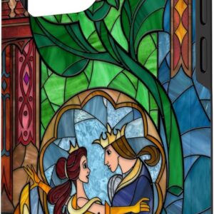 Custodia per iPhone 15 Pro Disney La Bella e la Bestia – Vetro colorato Belle e Principe