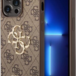 CG MOBILE Guess Custodia in pelle PU per iPhone 15 Pro Max (marrone)