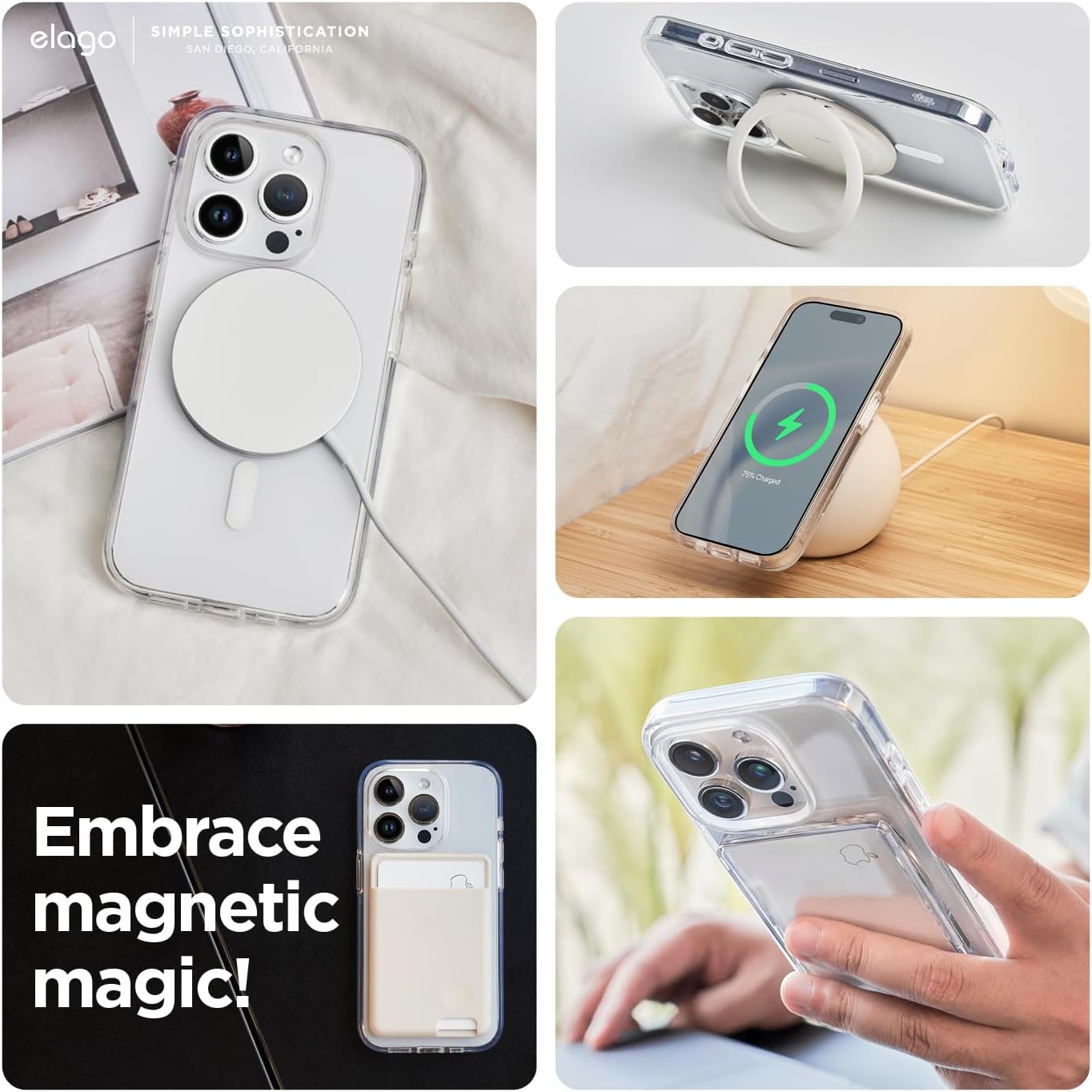 elago Cover Magnetica Trasparente Ibrida Custodia Compatibile con iPhone 15 Pro Max Case, Compatibile con MagSafe, PC+TPU, Protezione Cadute Grado Militare USA, Ingiallimento Ridotto - immagine 3