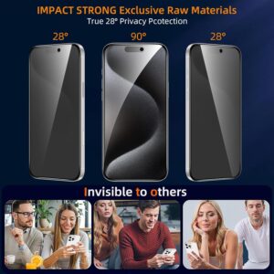 Vauki Opaca Pellicola Privacy per iPhone 15 Pro Max con Protezione Fotocamera,Anti Spy Vetro Temperato Opaco Durezza 9H HD Anti-riflesso Anti-impronta Anti-Spia Vetrino Protettiva Schermo,2 + 2 Pezzi