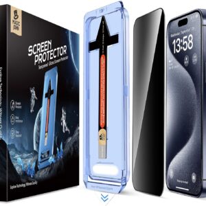 MAGIC JOHN 2 Pezzi, Pellicola Privacy per iPhone 15 pro (6,1 Pollici),Durezza 9H, Anti-Spy, Senza Bolle, Facile da Installare
