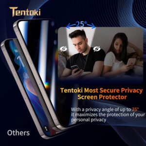 Tentoki Privacy Pellicola per iPhone 15 Pro Max (6,7”), [2 Pezzi] Vetro Temperato – Vetrino installazione semplicissima,piena copertura, Anti-Spia,Anti Graffio,Durezza 9H