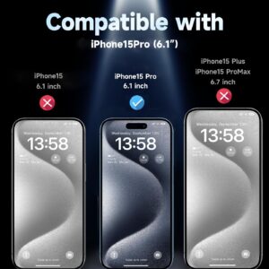 MAGIC JOHN 2 Pezzi, Pellicola Privacy per iPhone 15 pro (6,1 Pollici),Durezza 9H, Anti-Spy, Senza Bolle, Facile da Installare