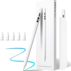 Penna per iPad 2018-2025, Stylus Pencil con Sensibile all’inclinazione & Rigetto del Palmo,Compatibile con Apple iPad 11th/10th/9/8/7/6 Gen, iPad Pro 12.9/11/13, i-Pad Air M3/M2/11″/13″/5/4/3,Mini 5/6