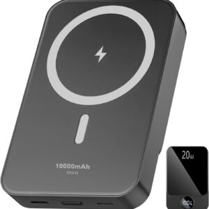 Power Bank con Mag-Safe, Wireless Powerbank Magnetico 10000mAh, PD 20W Ricarica Rapida Batteria Esterna Magnetica con e cavo di ricarica USB-C per iPhone 16/15/14/13/12/Pro/Plus/Pro Max (Nero)