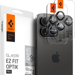 Spigen Glas.tR EZ Fit Optik Pro Protezione Fotocamera compatibile con iPhone 16 Pro/Pro Max, 15 Pro/Pro Max, 14 Pro/Pro Max, ZeroOne Edition, Anello Individuale, Durezza 9H Pellicola prottetiva