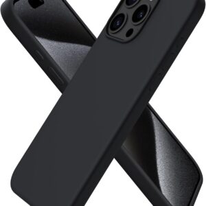 ORNARTO Cover per iPhone 15 Pro Max 6.7 Pollici, Custodia Compatibile con iPhone 15 Pro Max Case, Morbido Silicone Liquido Protezione, in Gomma Gel Morbida con Fodera in Microfibra-Nero