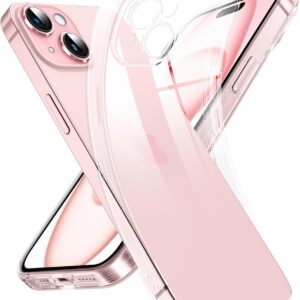 Supdeal Custodia Trasparente per iPhone 15, Mai Gialla con Protezione Fotocamera, Cover Case in Silicone Trasparente Ultra Sottile e Leggera, 6,1″, Trasparente