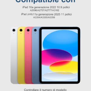 Vobafe Cover iPad 10 Generazione con Tastiera iPad A16 11 Generation (11/10.9 Pollici, 2025/2022), Italiano QWERTY con 7 Colori Illuminato, Senza Fili Staccabile Custodia con Portapenna, Blu
