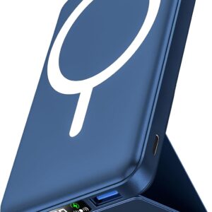 Podoru per Magsafe Powerbank, 10000mah Power Bank Wireless PD 22.5W Ricarica Rapida Powerbank Magnetico con Display LED Power Bank per iPhone 16/15/14/13/12 Pro Max/Pro/Plus/Mini-Blu Navy