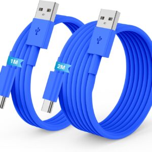 Cavo USB Type-C Ricarica Rapida [2Pezzi/1M+2M] Cavo iPhone 16 15 Pro Max Qriginale Apple USBC,Cavo USB A a USB C,Cavo Tipo C per iPhone 16 15 Pro Max Plus/iPad Pro/Air,Samsung Galaxy S24/S23/S22-Blu