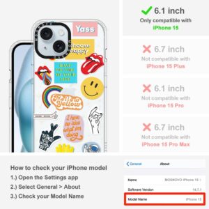 MOSNOVO Cover per iPhone 15 – Custodia Trasparente Sottile Antiurto in TPU+PC per Telefono [Protezione Caduta da 6,6 Piedi/Anti-Peel] – Cultura Pop