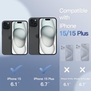 JETech Lente Fotocamera Protettiva per iPhone 15 6,1 Pollici e iPhone 15 Plus 6,7 Pollici, Bling Glitter Individuale 9H Vetro Temperato Anello di Metallo Cover, HD Chiaro, 1 Set (Nero)