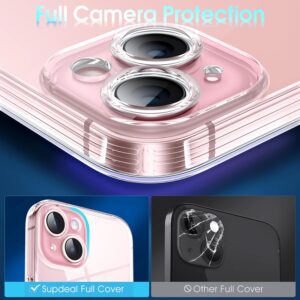 Supdeal Custodia Trasparente per iPhone 15, Mai Gialla con Protezione Fotocamera, Cover Case in Silicone Trasparente Ultra Sottile e Leggera, 6,1″, Trasparente