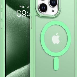 VENINGO Magnetica Cover per iPhone 15 Pro Max Custodia Compatibile con MagSafe Cover Traslucida Opaca Silicone Tpu Anti Impronte Digitali Custodia per iPhone 15 Pro Max 6,7 Pollice Chiaro Verde