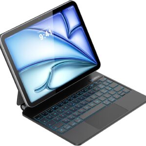 GAOJIE Tastiera per iPad Air 11 M2&M3/Air 5/Air 4/Pro 11 Generation 2018-2025, Supporto Magnetico, Trackpad Muti-Touch, Retroilluminazione a 7 Colori, Layout italiano-Nero