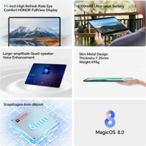 HONOR Pad X8a – Tablet Wi-Fi 11 pollici, 4 GB+128 GB, schermo 90 Hz FullView, batteria 8300 mAh, 4 altoparlanti, metallo Body, Android 14, Space Grey