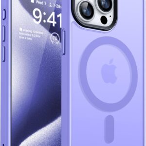 CANSHN Cover Magnetica Opaca per iPhone 15 Pro, [Compatibile con MagSafe] Custodia Traslucida Opaca Protettiva Sottile Antiurto – Viola