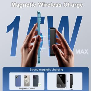 Power Bank con Mag-Safe, Wireless Powerbank Magnetico 10000mAh, PD 20W Ricarica Rapida Batteria Esterna Magnetica con e cavo di ricarica USB-C per iPhone 16/15/14/13/12/Pro/Plus/Pro Max (Nero)