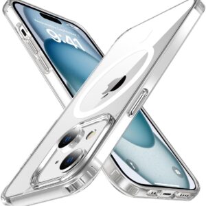tigratigro Cover Magnetica per iPhone 15, Compatibile con MagSafe Ricarica Wireless, Anti Ingiallimento, Antiurto di Grado Militare, Custodia magnetica, Retro Antigraffio Trasparente