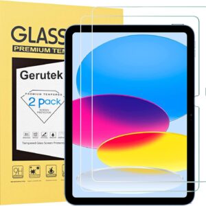 Gerutek 2-Pezzi Pellicola Protettiva per iPad 10 Generazione 10,9 Pollici 2022 / iPad 11 Generazione (A16) 11 Pollici 2025, Vetro Temperato per iPad 10 [Ultra Trasparente] [Anti-graffio] [Durezza 9H]