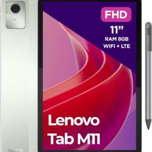 Lenovo Tab M11, Tablet Display 11″ WUXGA (1920×1200), MediaTek Helio G88, RAM 8GB, 128GB, WiFi, 4G LTE, Android 13 – Seafoam Green, Penna Inclusa – Esclusiva Amazon