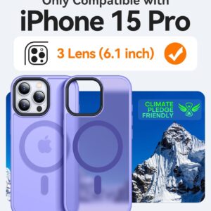 CANSHN Cover Magnetica Opaca per iPhone 15 Pro, [Compatibile con MagSafe] Custodia Traslucida Opaca Protettiva Sottile Antiurto – Viola