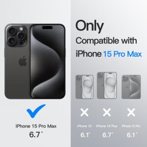 JETech Cover ad Anello Girevole a 360 Gradi per iPhone 15 Pro Max 6,7 Pollici Compatibile con MagSafe, Sottile Antiurto Cellulare Custodia con Supporto & Porta Anelli (Titanio Nero)
