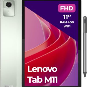 Lenovo Tab M11, Tablet Display 11″ WUXGA (1920×1200), MediaTek Helio G88, RAM 4GB, 128GB, WiFi, Android 13 – Scocca in alluminio, Seafoam Green, Tab Pen Inclusa – Esclusiva Amazon