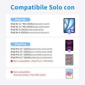 GAOJIE Tastiera per iPad Air 11 M2&M3/Air 5/Air 4/Pro 11 Generation 2018-2025, Supporto Magnetico, Trackpad Muti-Touch, Retroilluminazione a 7 Colori, Layout italiano-Nero