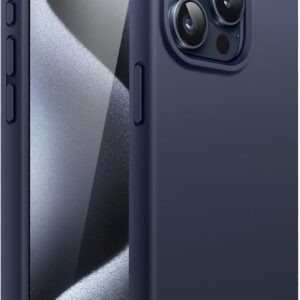 JETech Cover Silicone per iPhone 15 Pro Max 6,7 Pollici, Protettiva per Tutto il Corpo Morbida al Tatto, Custodia Antiurto (Blu)