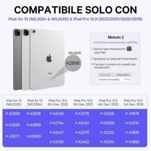 Earto Tastiera iPad Air 13 (M2,2024/M3,2025), Tastiera per iPad Pro 12,9, 3 Zone 7 Colori Retroilluminate, Smart Trackpad, 2 Canali BT, Magnético Tastiera per iPad Pro 12,9 (6/5/4/3 Gen), Nero