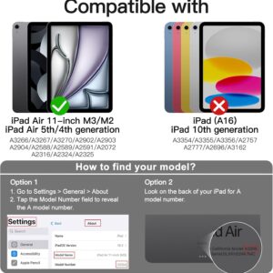 JETech Custodia per iPad Air 11 Pollici M3/M2 (2025/2024), iPad Air 5/4 (2022/2020, 5a/4a) con Portapenne, il Involucro Posteriore Trasparente Supporto Cover Sottile per Tablet (Nero)