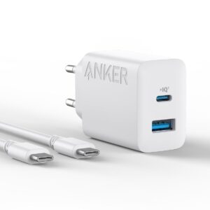 Anker Caricatore iPhone 20W USB C, rapido da parete compatibile con iPhone 16/16 Plus/16 Pro/iPhone 16 Pro Max/15/iPad e altro (con cavo USB C da 150 cm)