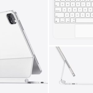 HOU Tastiera compatibile con iPad Air 13” (M3 2025/M2 2024) compatibile con iPad Pro 12.9 2021 6a/5a/4a/3a Generazione, Design Magnetico Flottante, Trackpad,Tastiera Retroilluminata Bianco