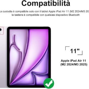 IVEOPPE Tastiera iPad Air 11 (M3 2025/M2 2024) con Touchpad, Cover Tastiera Trackpad Italiano ‎QWERTY Bluetooth Staccabile iPad Air 11 2024/2025, Viola lavanda