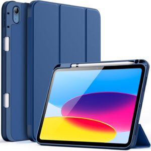 JETech Custodia per iPad (A16) 11a/10a Generazione (2025/2022) con Portapenne, Cover Tablet Sottile con Retro in Morbido TPU con Auto Svegliati/Sonno (Navy)
