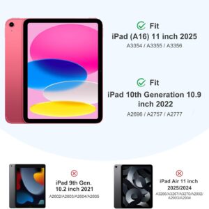 Custodia Cover per iPad (A16) 11 Generazione 11 Pollici 2025/iPad 10 Generazione 2022 iPad 10,9″ con portapenne, Cover Tablet Sottile con Retro in Morbido TPU con Auto Svegliati/Sonno, Azzurro