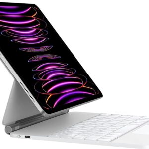 HOU Tastiera compatibile con iPad Air 13” (M3 2025/M2 2024) compatibile con iPad Pro 12.9 2021 6a/5a/4a/3a Generazione, Design Magnetico Flottante, Trackpad,Tastiera Retroilluminata Bianco