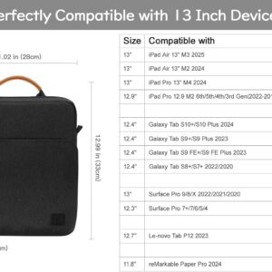 Dadanism 13″ Borsa per Tablet con Tracolla Compatibile con iPad Pro 13″ M4 2024, iPad Air 13″ M3 M2, iPad Pro 12,9″, Galaxy Tab S10+ Plus/S9 FE+ Plus/S9+ Plus 12,4″, Tab P12 12,7″, Nero+Grigio