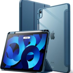 JETech Custodia per iPad Air 11 Pollici M3/M2 (2025/2024), iPad Air 5/4 (2022/2020, 5a/4a) con Portapenne, il Involucro Posteriore Trasparente Supporto Cover Sottile per Tablet (Blu)