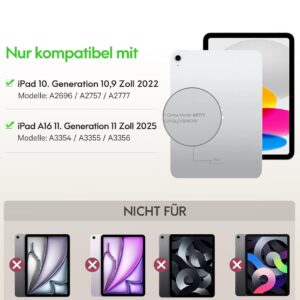 CHESONA Custodia con tastiera per iPad di 10 generazione/11 generazione A16 2025, 7 colori, trackpad multi touch, 2 canali Bluetooth per iPad 10° Gen 2022/2025 11″, colore: bianco