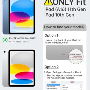 TiMOVO Custodia per iPad (A16) 11a Generazione 11 Pollici 2025, iPad 10a Generazione 10,9 Pollici 2022 con Supporto per Penne, Cover Protettiva con Supporto Folio, Visione Multi-Angolo, Blu Marino