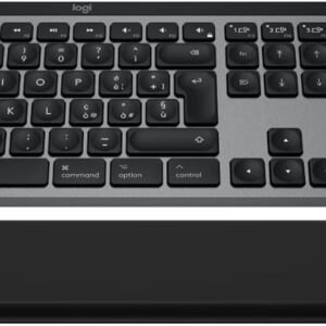 Logitech MX Keys S Combo for Mac, tastiera retroillumination eye mouse wireless a scorrimento con supporto per i polsi, Bluetooth USB-C per MacBook Pro, Macbook Air, iMac, iPad, QWERTY US INT’L-Grigio