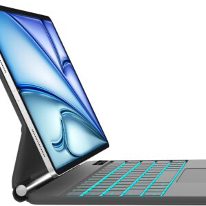 WINCHKING Tastiera per iPad Air 11″ (M2 2024/M3 2025), Magic Keyboard per iPad Air 5/4 & Pro 11 (4/3/2/1 Gen.), Magnetico Galleggiante Design, 7 Colori Retroilluminazione, Trackpad Multi-Touch