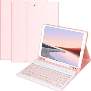 HOTLIFE Custodia Tastiera per iPad 10.2 7a Generazione 2019/8a Gen 2020/9a Gen 2021/iPad Pro 10.5/iPad Air 3, Magnetica Cover con Staccabile Bluetooth Wireless Layout Italiana Tastiera(Rosa)