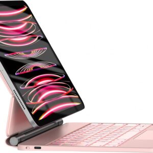 HOU tastiera per iPad Air 11″(M2 2024/M3 2025)/Air 5th/Air 4th generazione iPad Pro 11″ (4a/3a/2a/1a) generazione,design magnetico galleggiante,trackpad e tastiera Disposizione italiana,Rosa