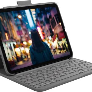 Logitech per iPad (10ª generazione) Custodia con tastiera | Slim Folio con tastiera wireless integrata (grafite) – German Layout